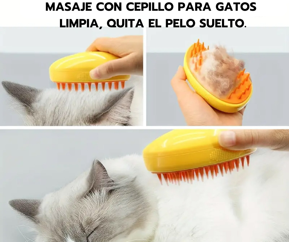 Cepillo De Vapor 3 en1 Masajeador Para Mascotas Perros Gatos