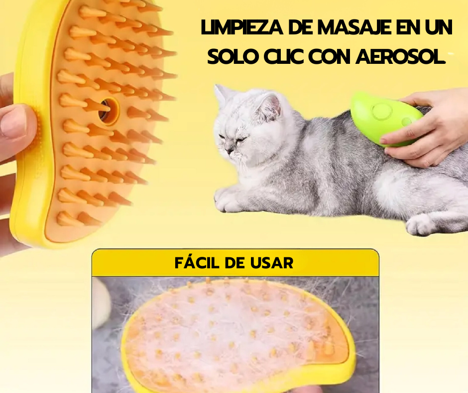 Cepillo De Vapor 3 en1 Masajeador Para Mascotas Perros Gatos